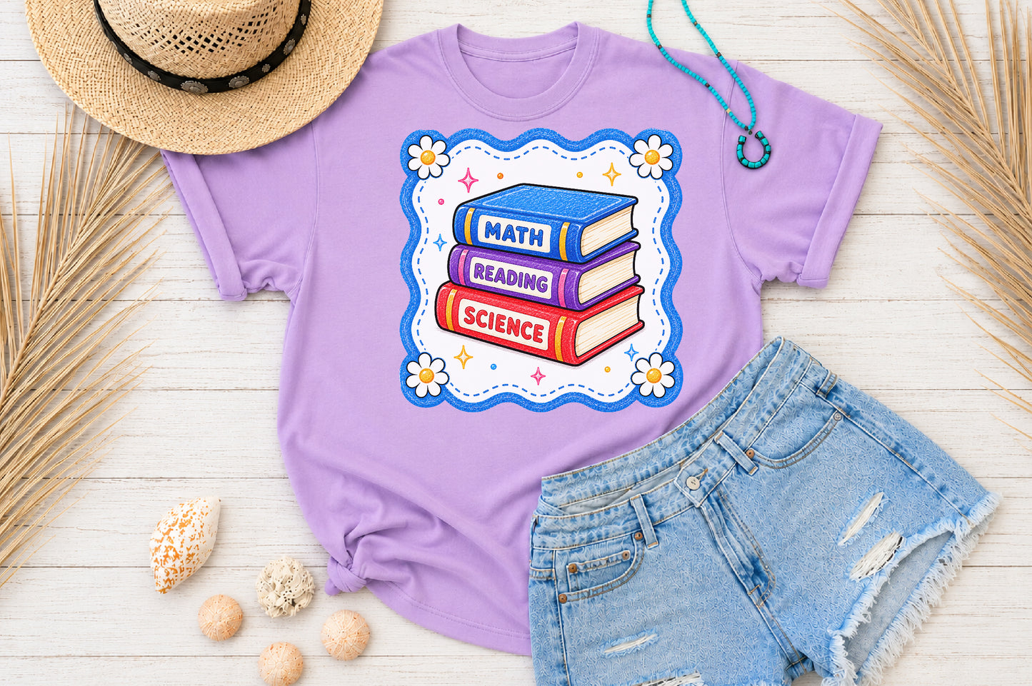 Cute School Books PNG Math Reading Science Back to School Sublimation