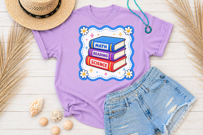 Cute School Books PNG Math Reading Science Back to School Sublimation