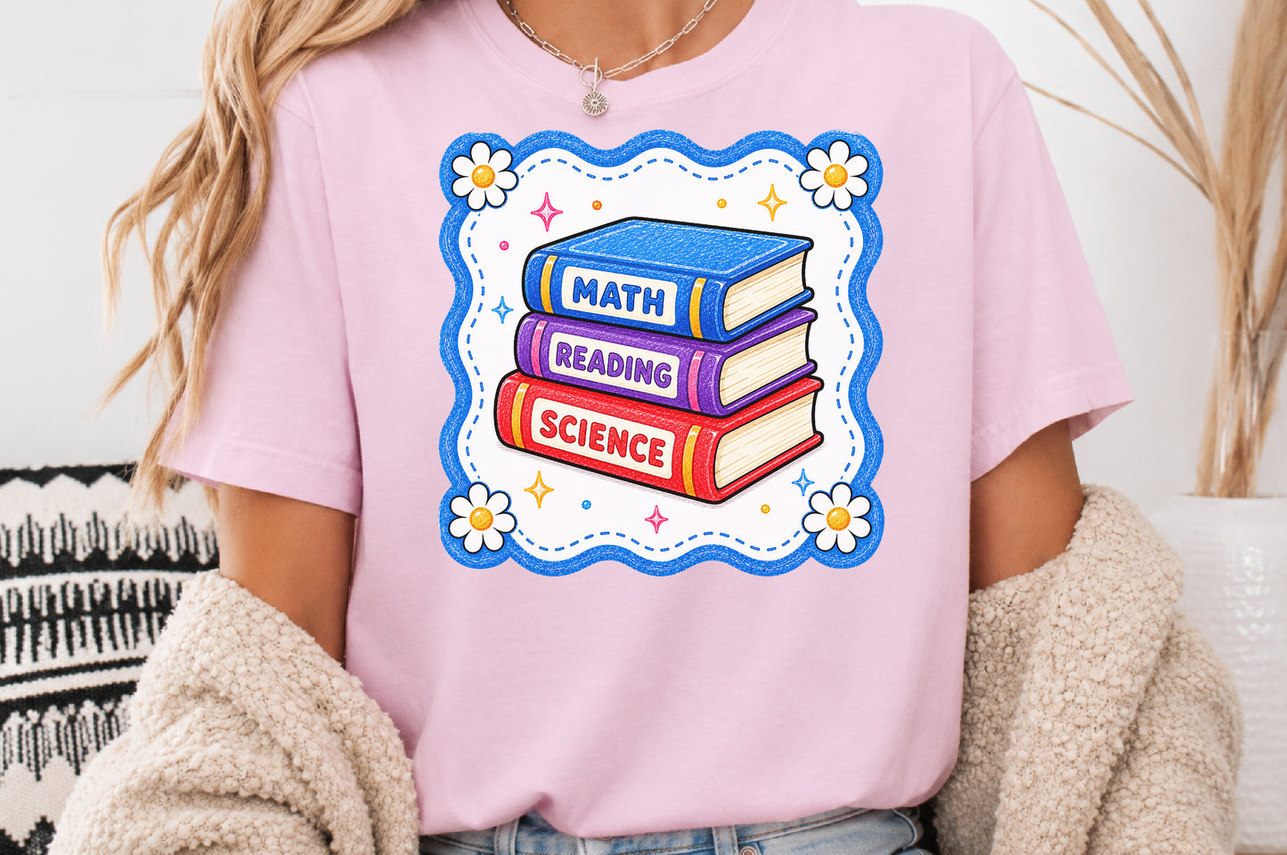 Cute School Books PNG Math Reading Science Back to School Sublimation