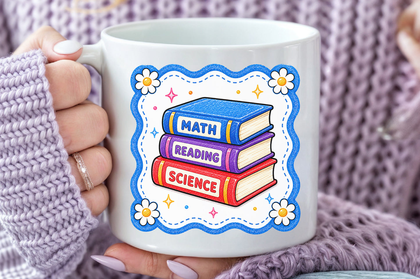Cute School Books PNG Math Reading Science Back to School Sublimation
