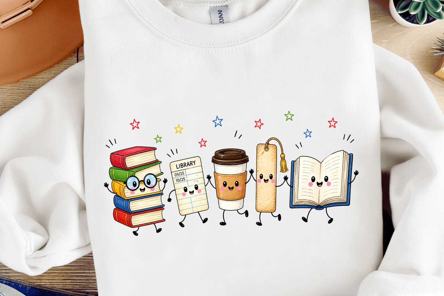 Back to School Library Crew PNG  Cute Books Coffee Bookmark Reading Design
