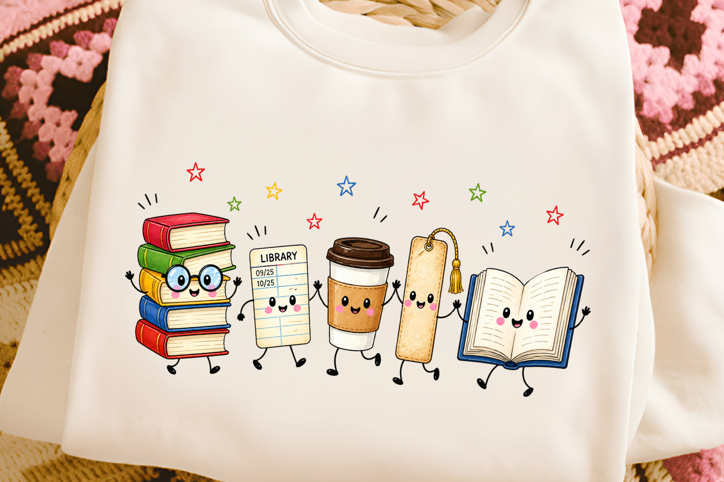 Back to School Library Crew PNG  Cute Books Coffee Bookmark Reading Design