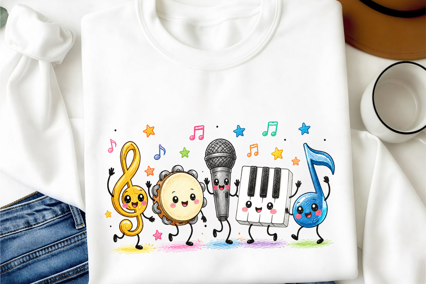 Cute Music Teacher PNG Musical Instruments Music Classroom Sublimation