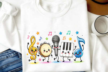 Cute Music Teacher PNG Musical Instruments Music Classroom Sublimation