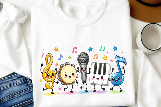 Cute Music Teacher PNG Musical Instruments Music Classroom Sublimation