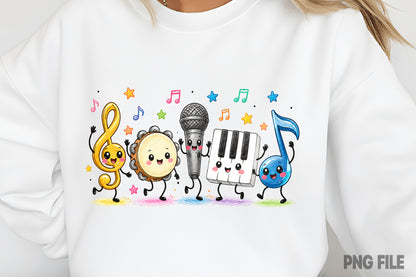 Cute Music Teacher PNG Musical Instruments Music Classroom Sublimation