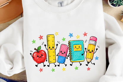 Back to School PNG Apple Ruler Pencil Notebook Eraser School Supplies