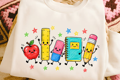 Back to School PNG Apple Ruler Pencil Notebook Eraser School Supplies