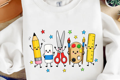 Back to School PNG School Supplies Pencil Ruler Crayon Clipart