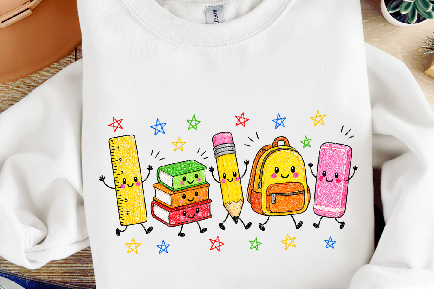 Back to School Teacher Pencil Ruler Books Backpack PNG