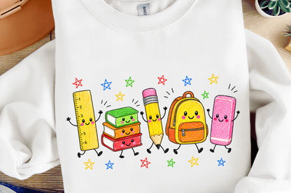 Back to School Teacher Pencil Ruler Books Backpack PNG