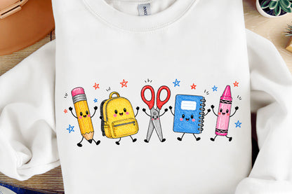 Back to School Supplies PNG Cute Pencil Backpack Scissors Notebook Teacher