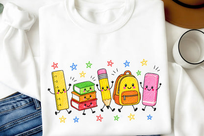 Back to School Teacher Pencil Ruler Books Backpack PNG