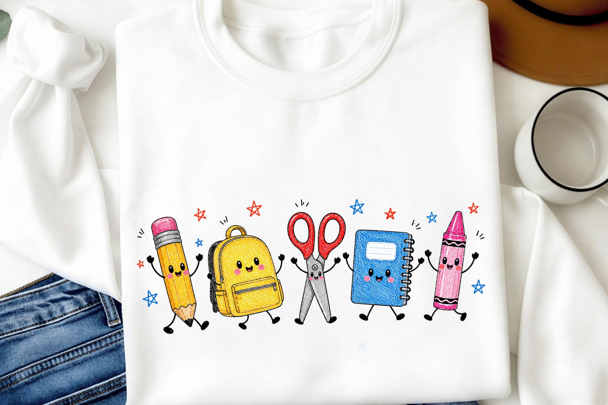 Back to School Supplies PNG Cute Pencil Backpack Scissors Notebook Teacher