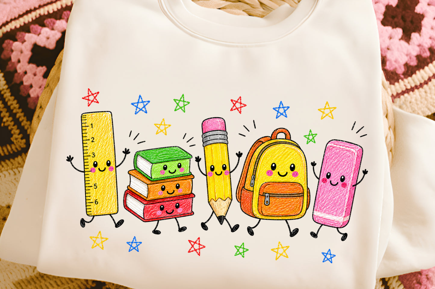 Back to School Teacher Pencil Ruler Books Backpack PNG