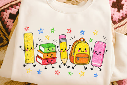 Back to School Teacher Pencil Ruler Books Backpack PNG