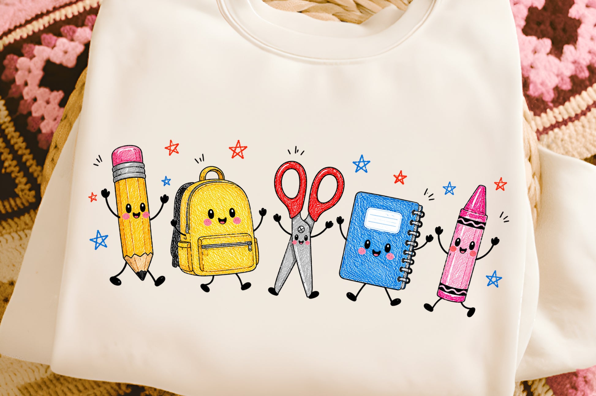 Back to School Supplies PNG Cute Pencil Backpack Scissors Notebook Teacher