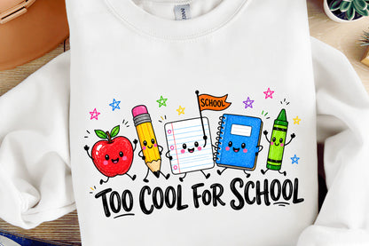 Too Cool For School PNG  Cute Back to School Apple Pencil Notebook