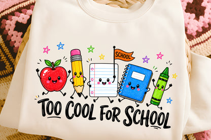 Too Cool For School PNG  Cute Back to School Apple Pencil Notebook