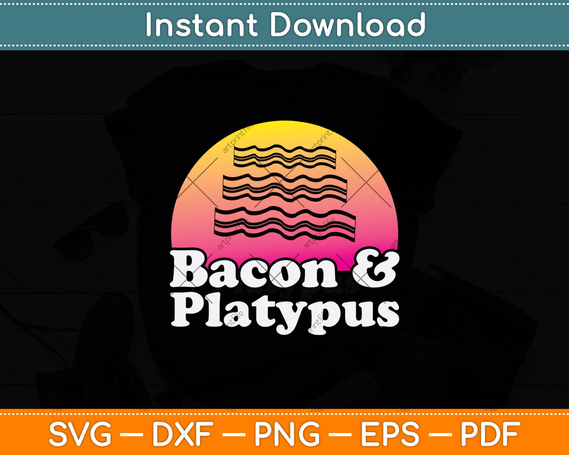 Bacon & Platypus Lovers Svg Png Dxf Digital Cutting File