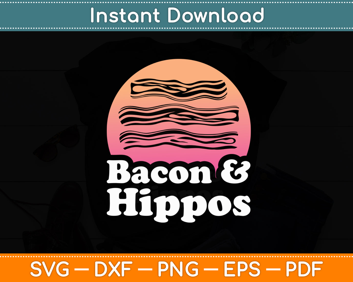 Bacon And Hippos Or Hippopotamus Svg Png Dxf Digital Cutting File