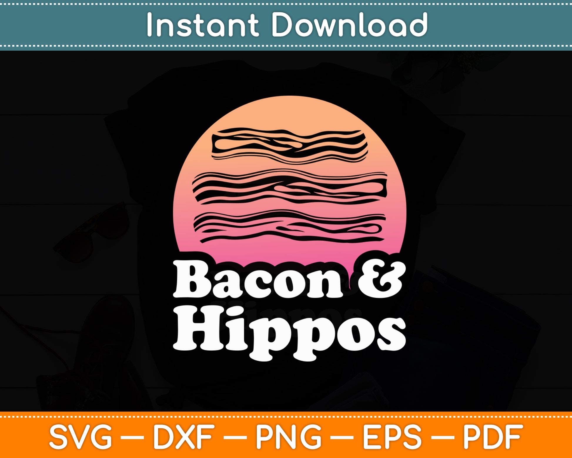 Bacon And Hippos Or Hippopotamus Svg Png Dxf Digital Cutting File