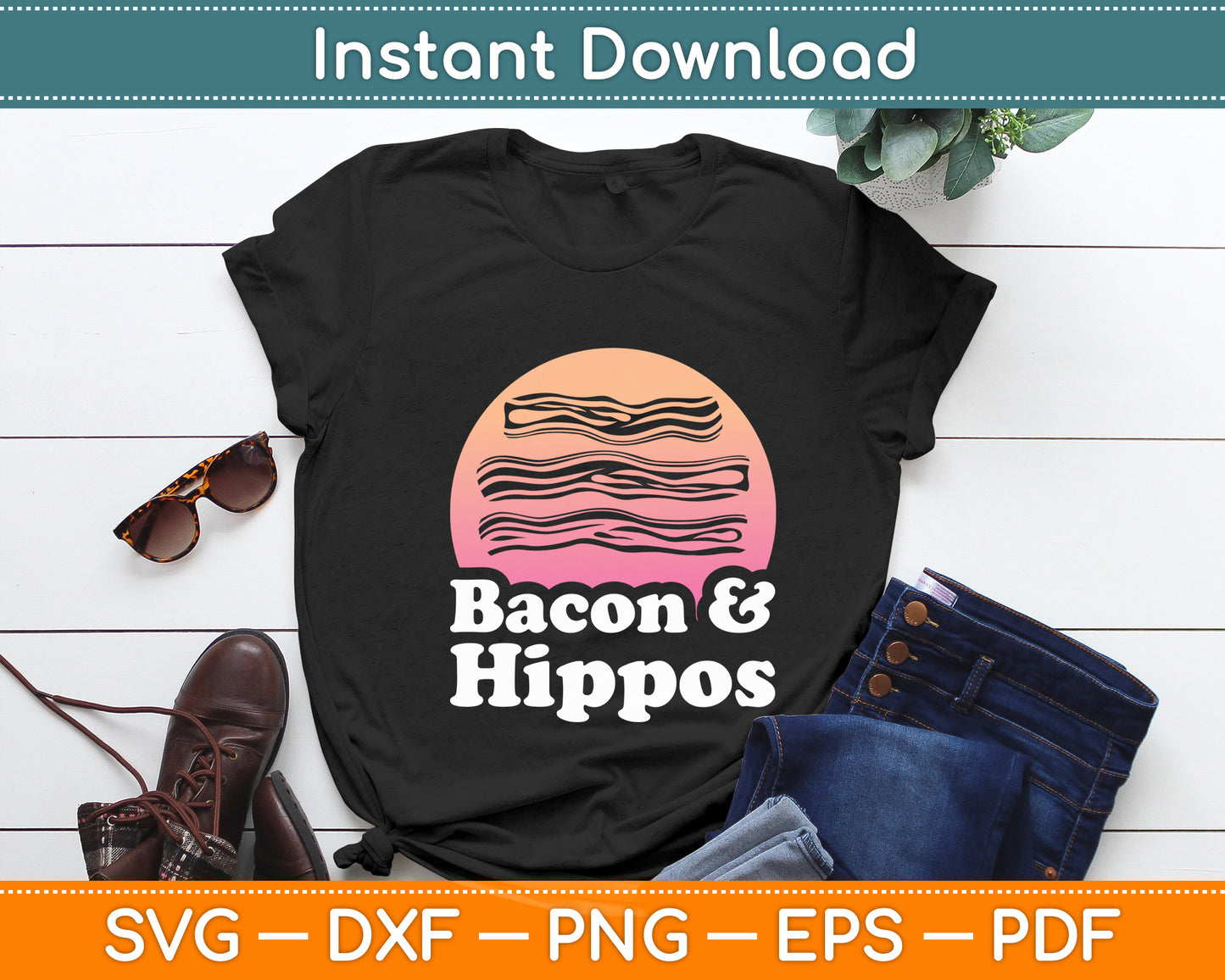 Bacon And Hippos Or Hippopotamus Svg Png Dxf Digital Cutting File