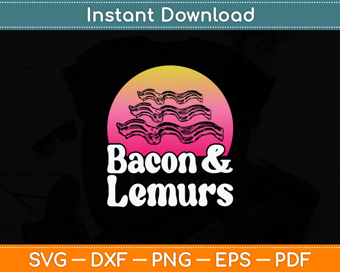Bacon and Lemurs or Lemur Svg Digital Cutting File