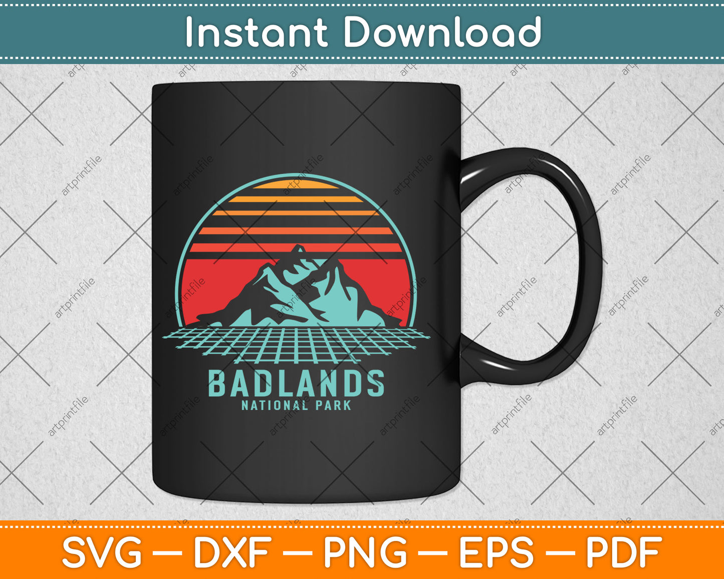 Badlands National Park Retro Hiking Vintage 80s Style Svg Digital Cutting File
