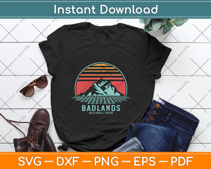 Badlands National Park Retro Hiking Vintage 80s Style Svg Digital Cutting File