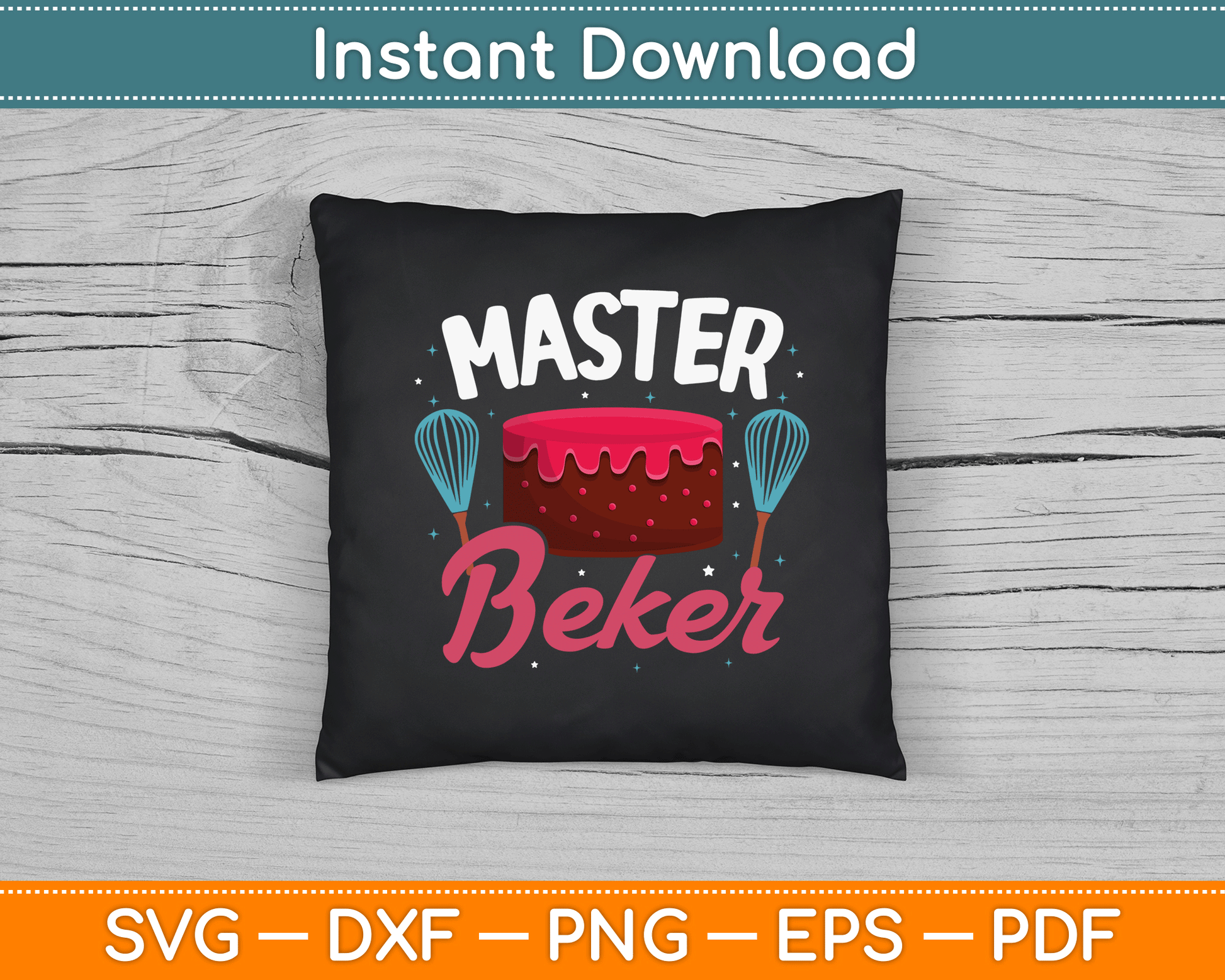 Master Baker SVG File for Homemade Bakery Gifts T Shirt Design and Decal Projects