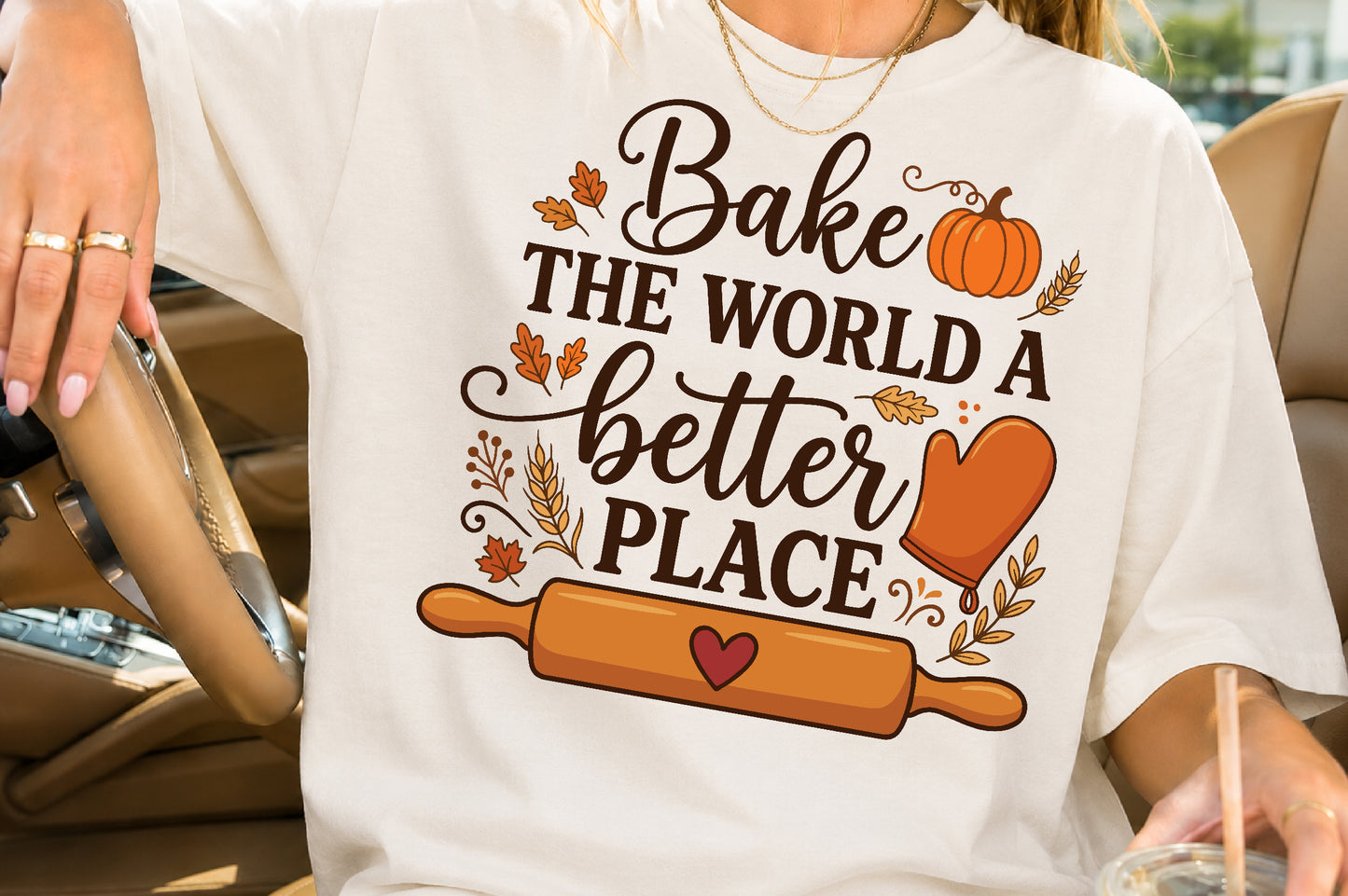 Bake The World A Better Place PNG Baking Pumpkin Sublimation Design