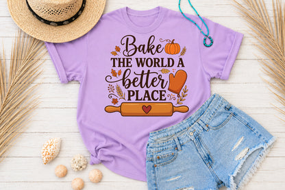 Bake The World A Better Place PNG Baking Pumpkin Sublimation Design