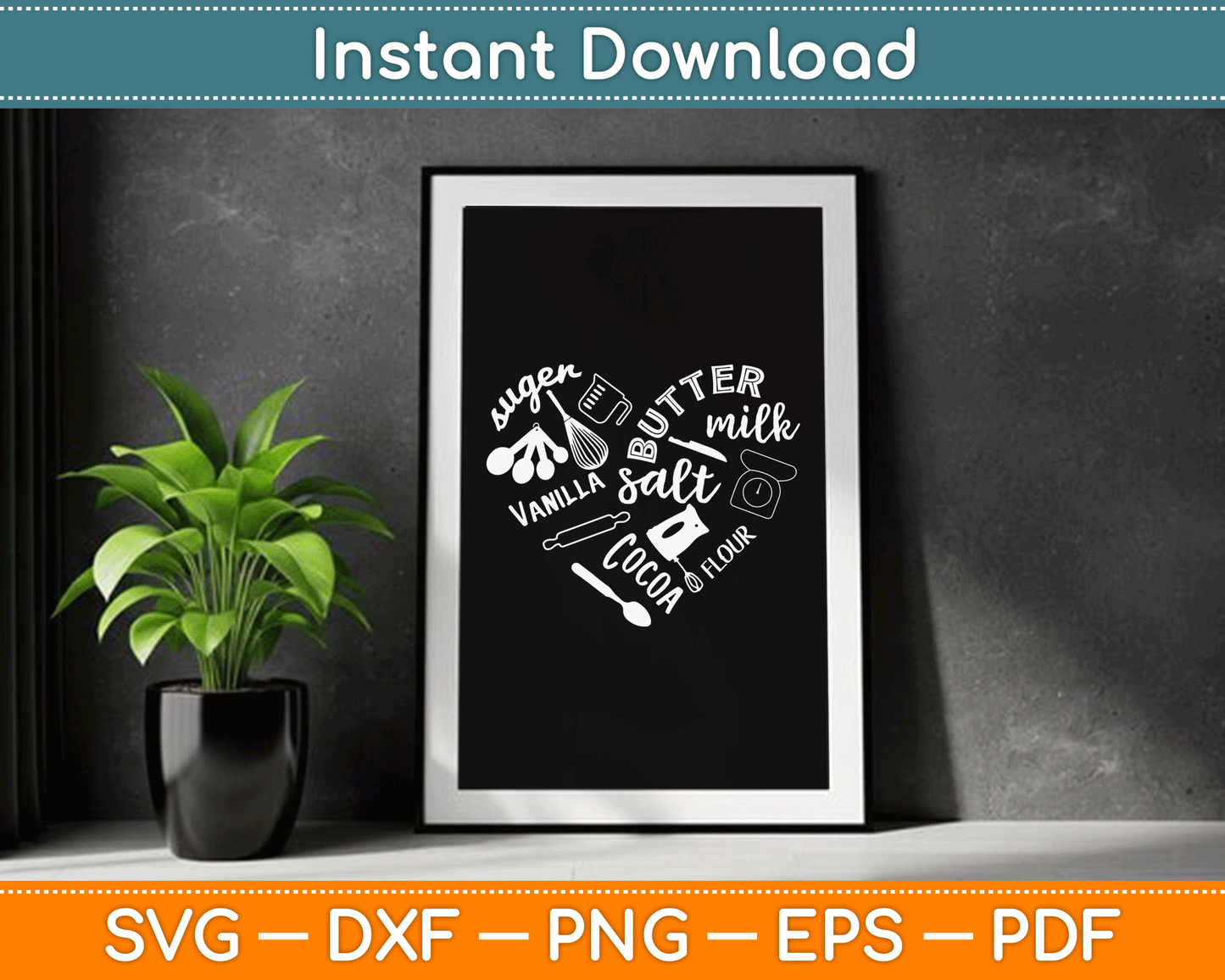 Baking Heart Gift For Baker Pastry Chef Or Cook SVG Digital Cutting File