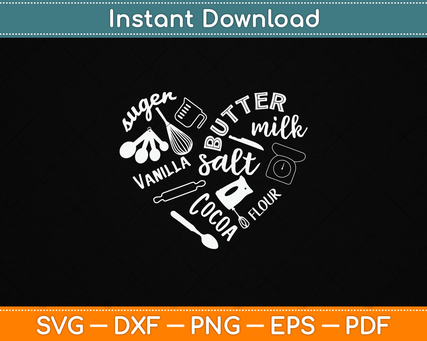 Baking Heart SVG Design Gift for Baker Pastry Chef or Cook Digital Download