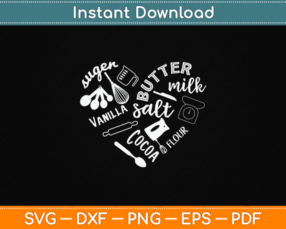 Baking Heart SVG Design Gift for Baker Pastry Chef or Cook Digital Download