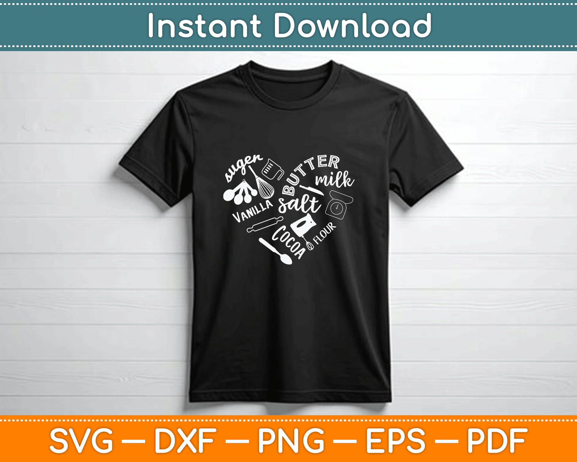 Baker Heart SVG Cut File for Cricut Silhouette T Shirt Mug and Tote Bag Design