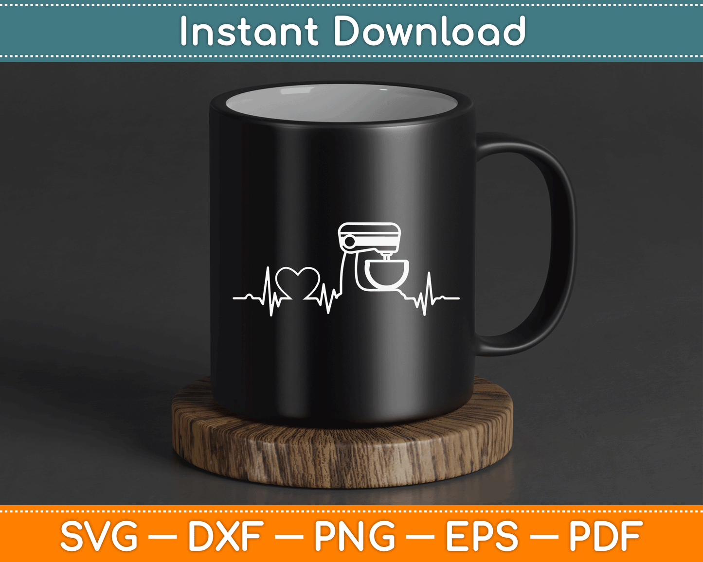 Heartbeat baking SVG design for T-shirts, aprons, mugs, and kitchen decor