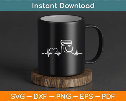 Heartbeat baking SVG design for T-shirts, aprons, mugs, and kitchen decor