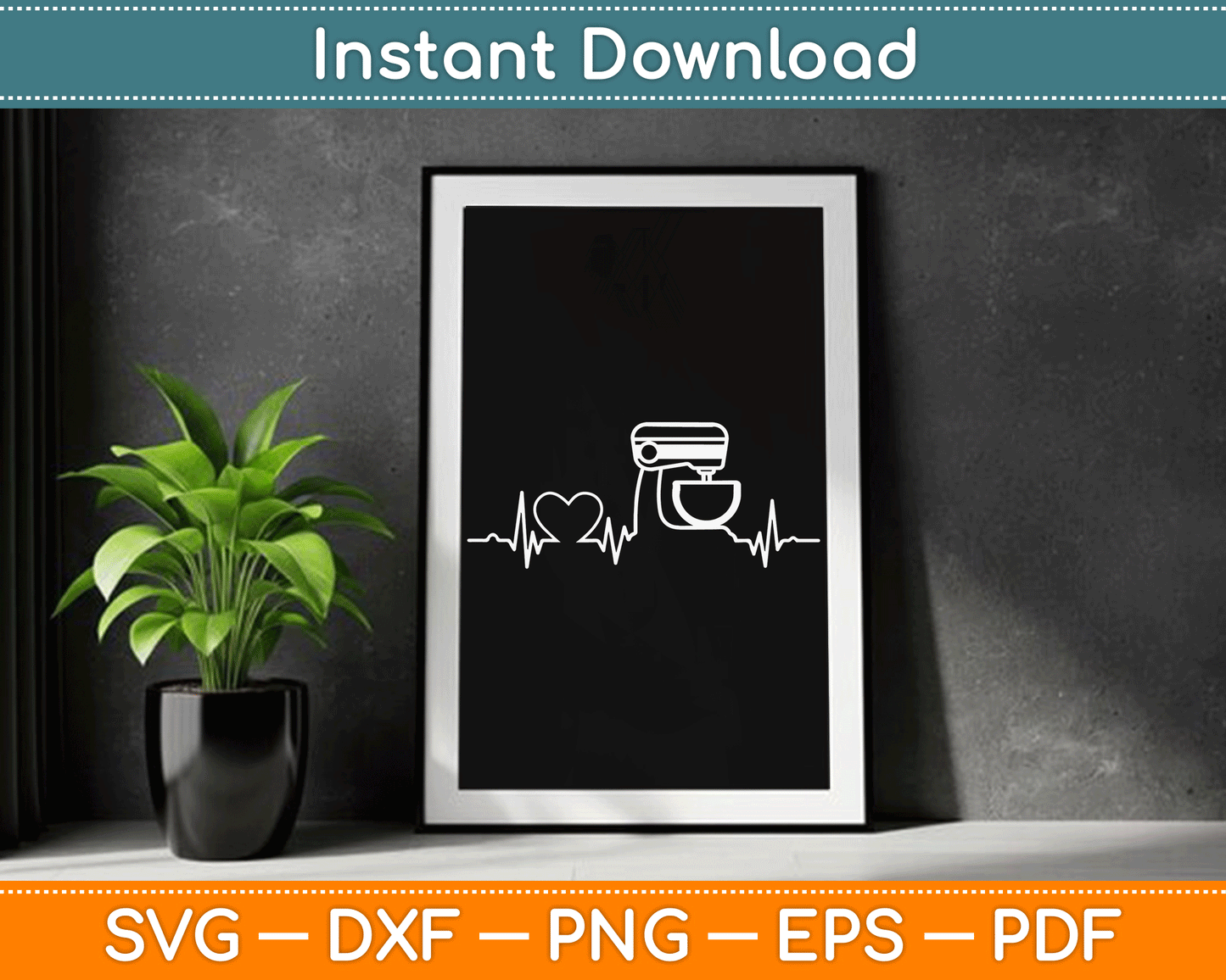 Baking Heartbeat - Funny Pastry Baker - Baking Gift SVG Digital Cutting File