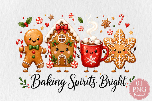 Baking Spirits Bright Christmas PNG Sublimation