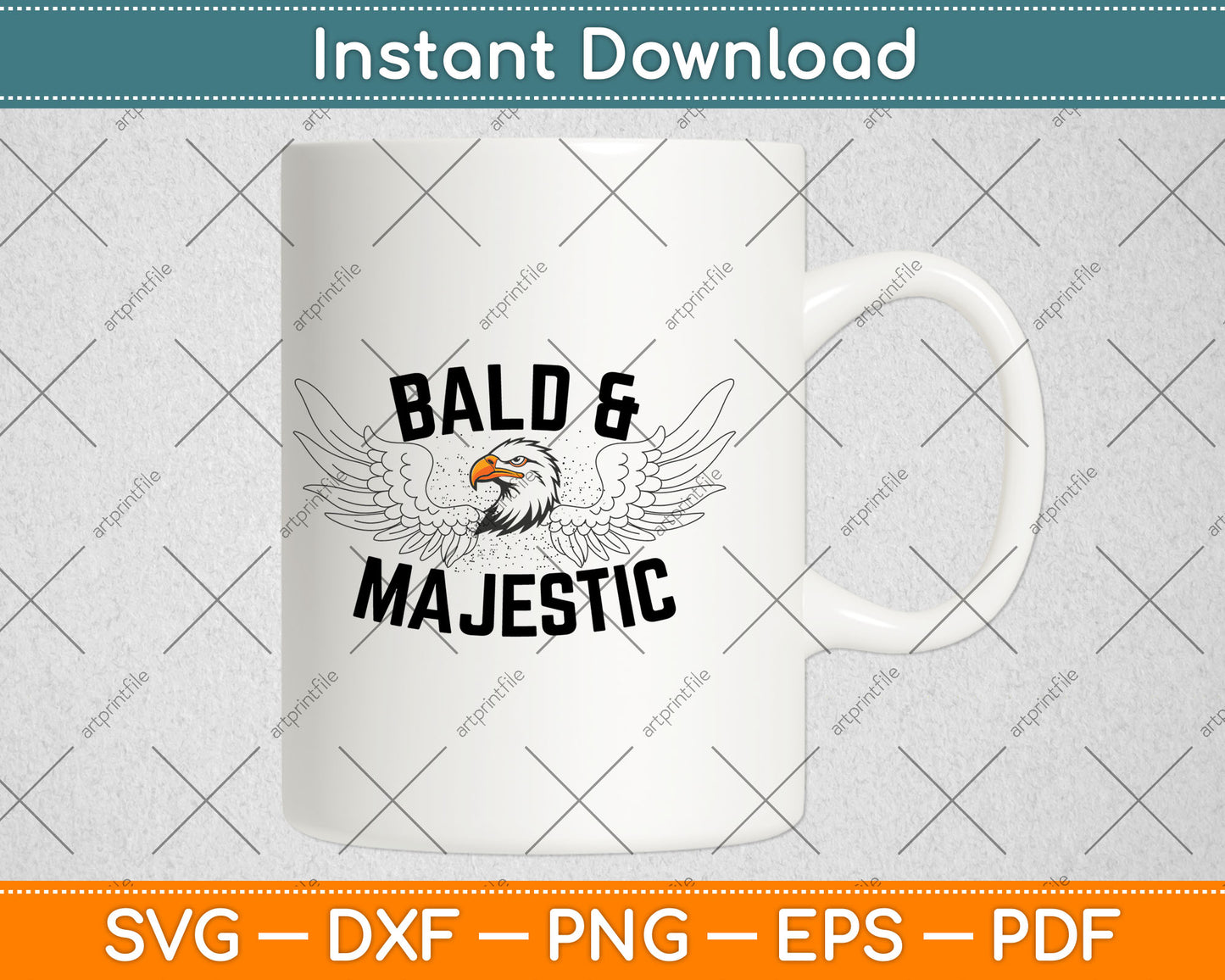 Bald & Majestic Funny Dad Husband Grandpa Svg Digital Cutting File
