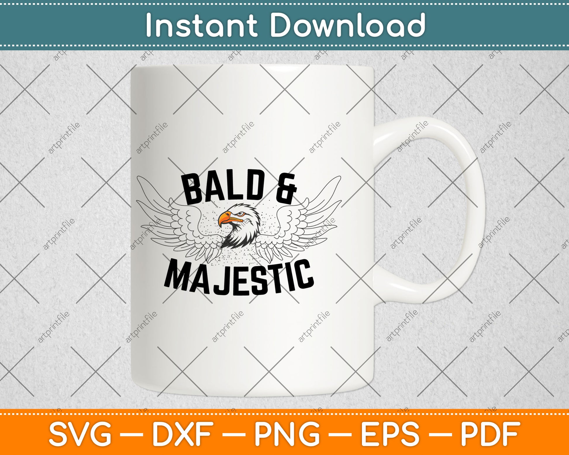 Bald & Majestic Funny Dad Husband Grandpa Svg Digital Cutting File