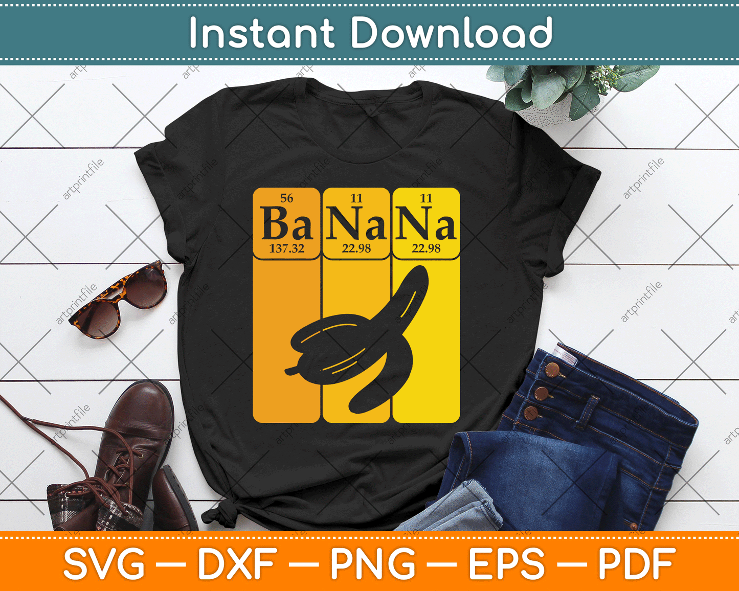 Banana Periodic Table Elements Banana Lover Fruit Nerd SVG Digital Cutting File
