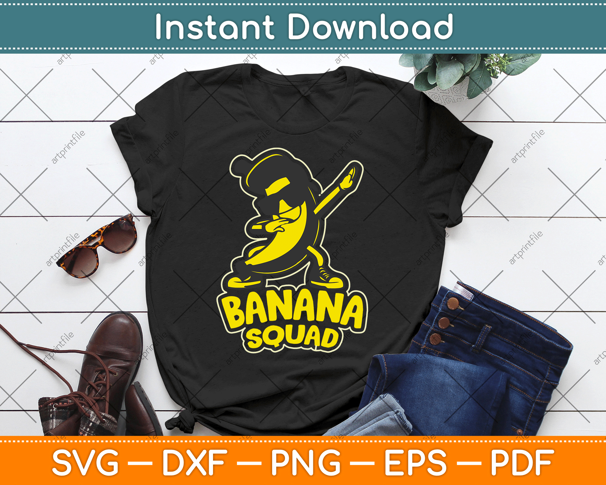 Banana Squad Funny Dabbing Banana Food & Dab Funky Fruit SVG Digital Cutting File