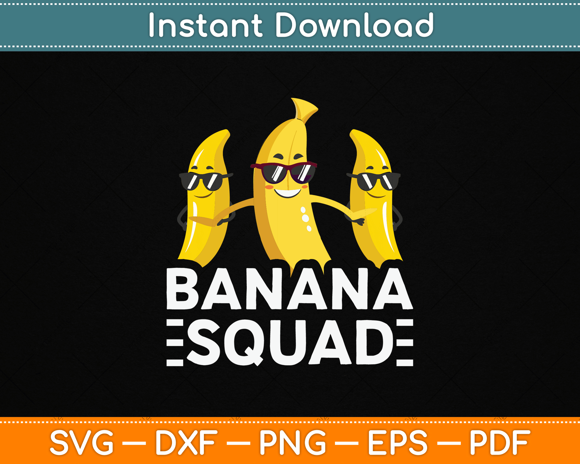 Banana Squad Funny Fruit Banana Lover Team Banana Crew SVG Digital Cutting File