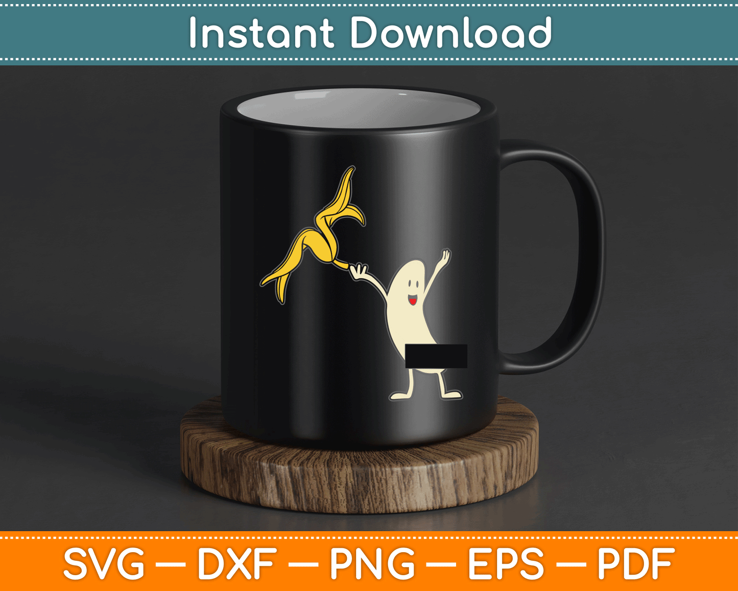 Banana Striptease Censored Naked Funny SVG Digital Cutting File