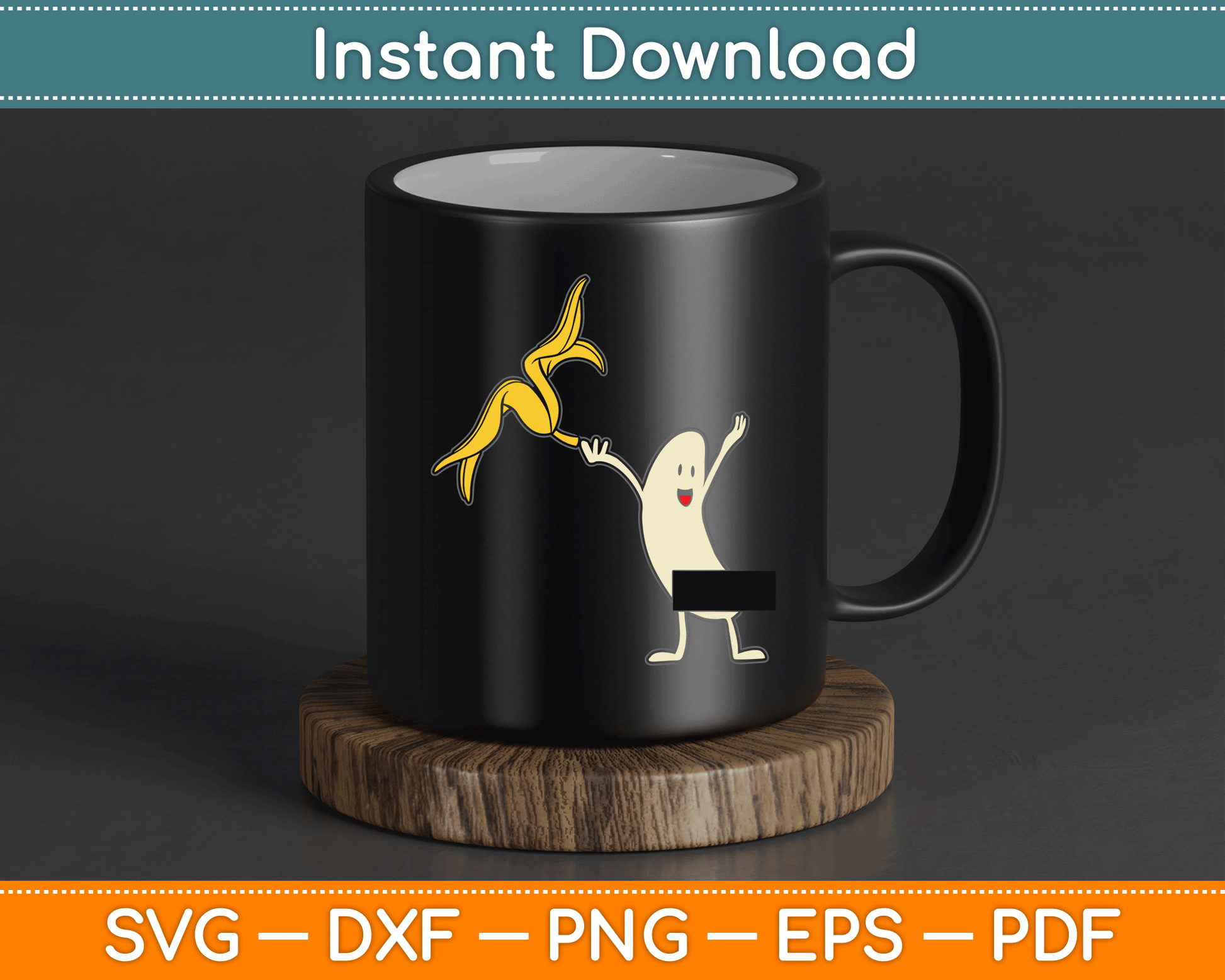 Banana Striptease Censored Naked Funny SVG Digital Cutting File