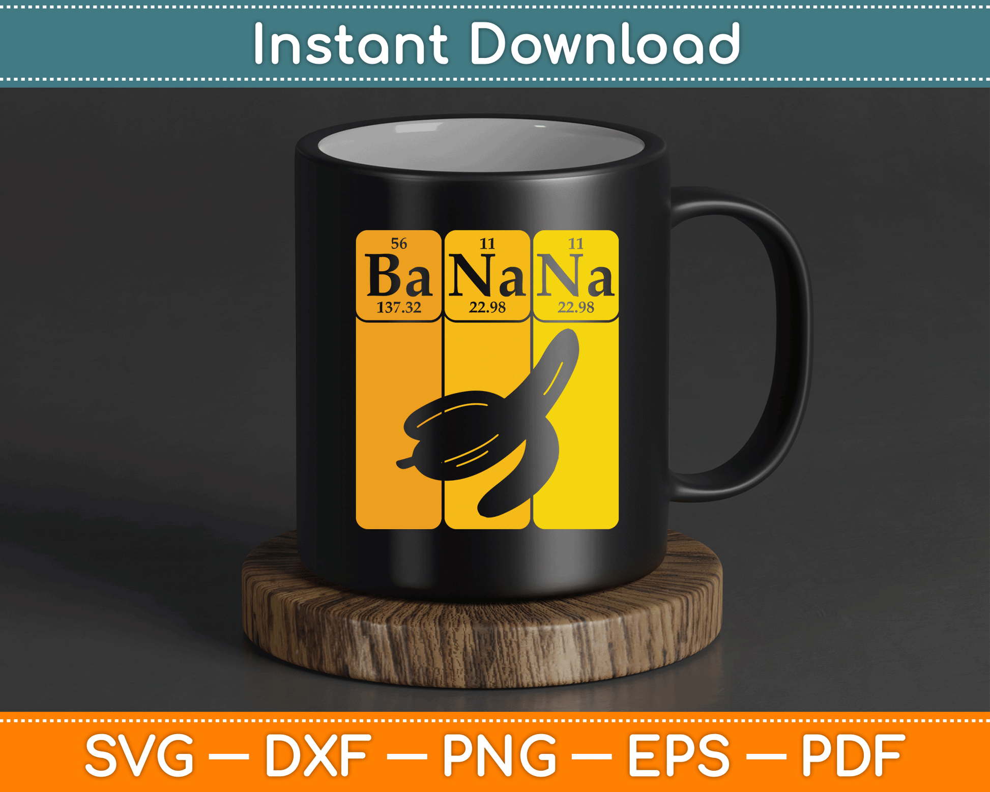 Banana Periodic Table Elements Banana Lover Fruit Nerd SVG Digital Cutting File