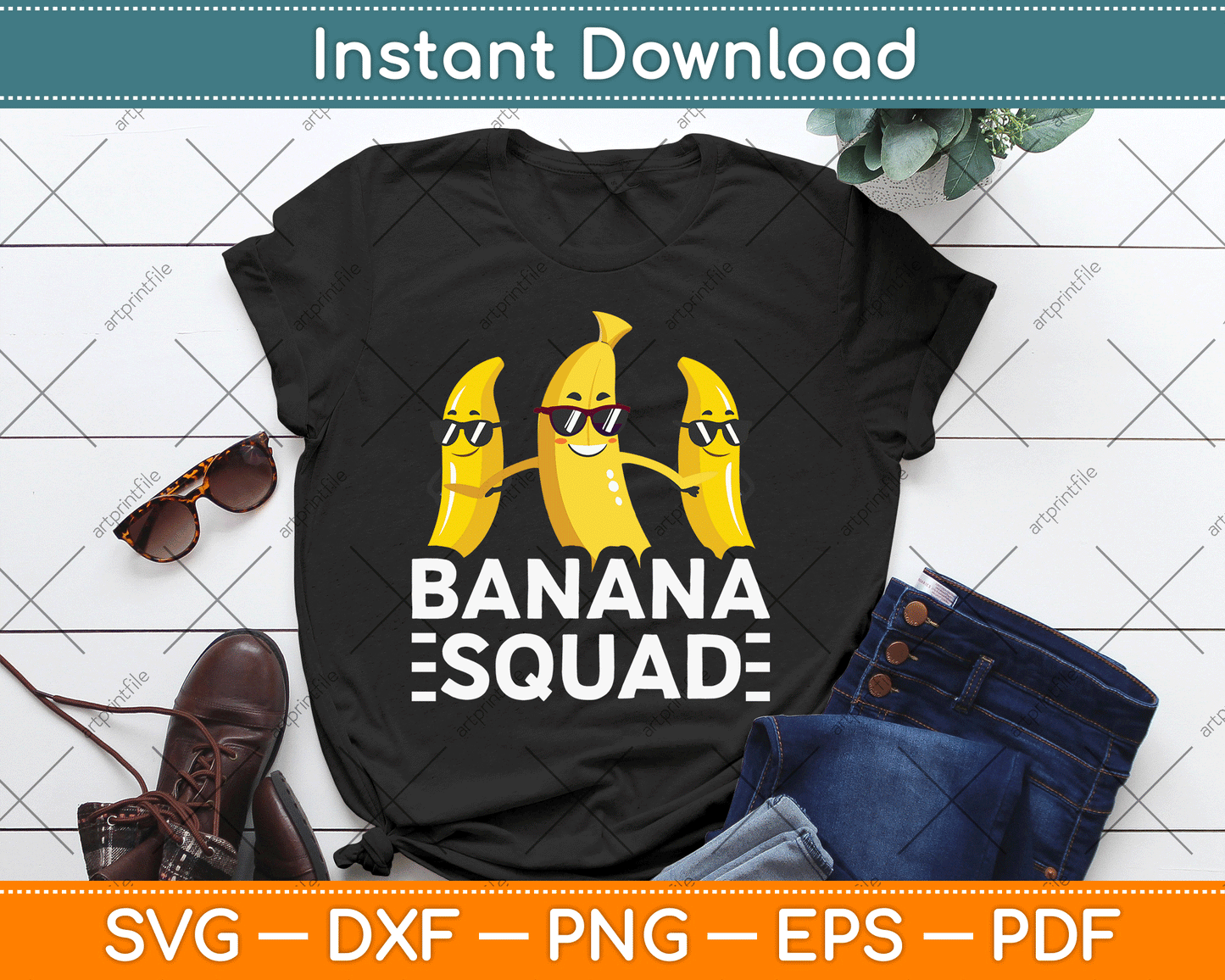 Banana Squad Funny Fruit Banana Lover Team Banana Crew SVG Digital Cutting File